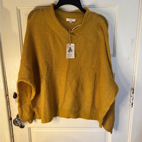 Easel Women’s Oversized Slouchy Fit Cozy Mustard Sweater size S NWT - Picture 5 of 9